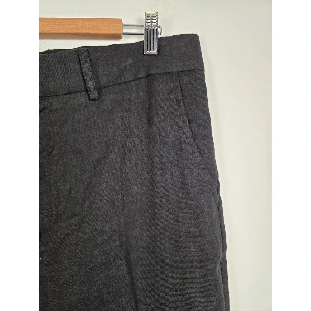 Caron Callahan Women's Linen Blend Pants Size 10‎ Black Minimalist